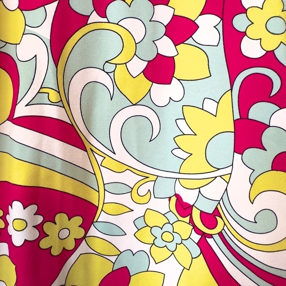 J McLaughlin Womens Catalina Cloth Top Size M Mod Floral Colorful Stretch Retro - Picture 2 of 9